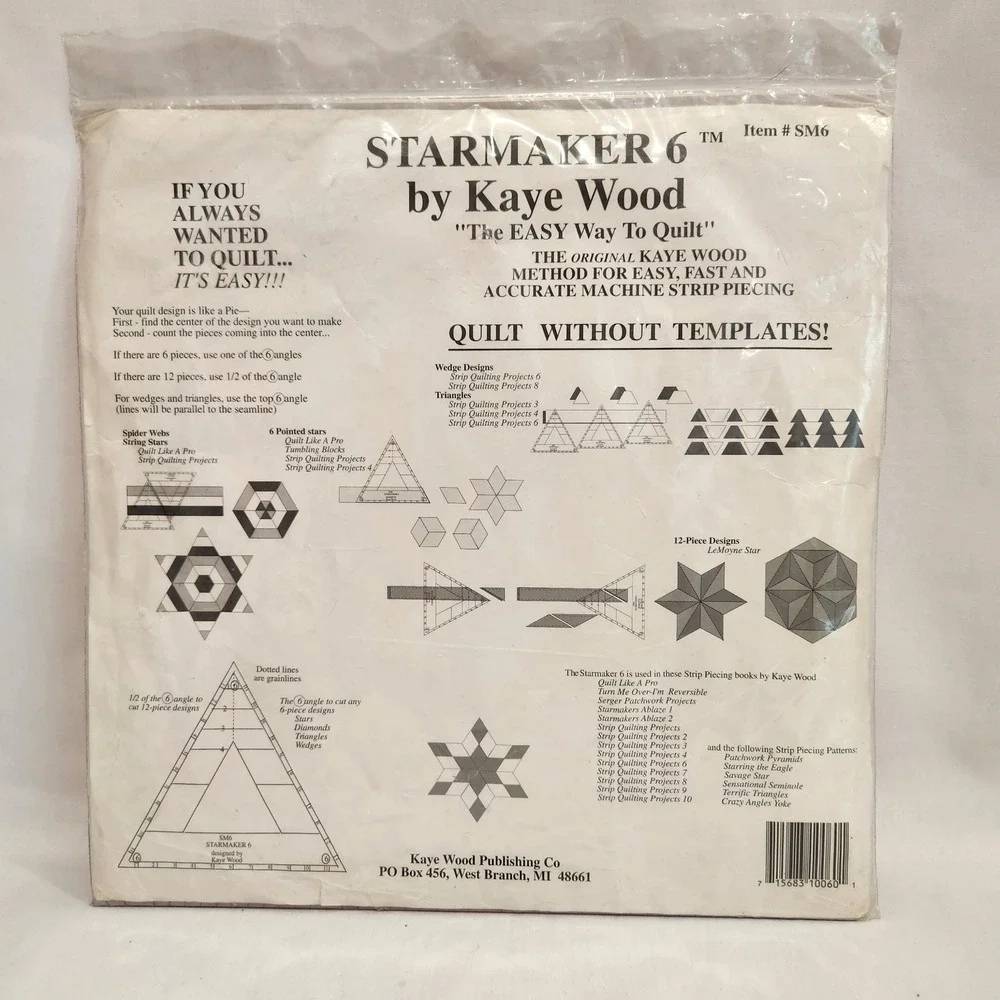Kaye Wood Starmaker 5‎ & 6 Quilting Rulers SM5 SM6 Strip Piecing Templates Set